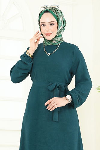 moda selvim الفستان بترولي فاتح 5003MDA386 - Thumbnail