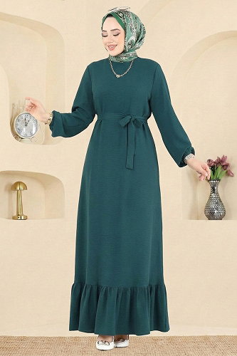 moda selvim الفستان بترولي فاتح 5003MDA386 - Thumbnail