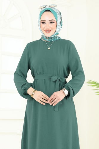 moda selvim الفستان أخضر باهت 5003MDA386 - Thumbnail