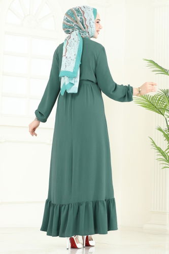moda selvim الفستان أخضر باهت 5003MDA386 - Thumbnail