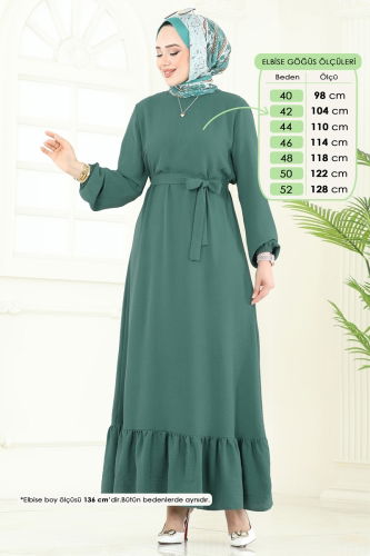 moda selvim الفستان أخضر باهت 5003MDA386 - Thumbnail