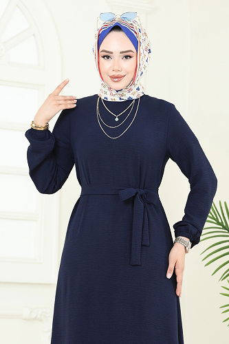 moda selvim Dress 5003MDA386 Navy Blue - Thumbnail