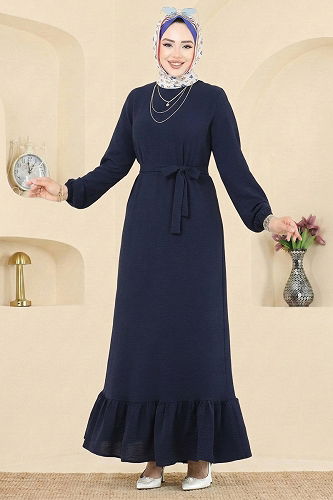 moda selvim Dress 5003MDA386 Navy Blue - Thumbnail