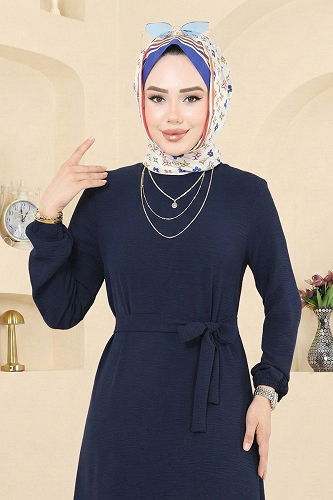 moda selvim الفستان كحلي 5003MDA386 - Thumbnail