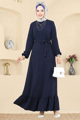 moda selvim الفستان كحلي 5003MDA386 - Thumbnail