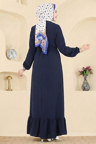 moda selvim الفستان كحلي 5003MDA386 - Thumbnail