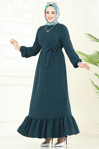 moda selvim Dress 5003MDA386 Petroleum - Thumbnail