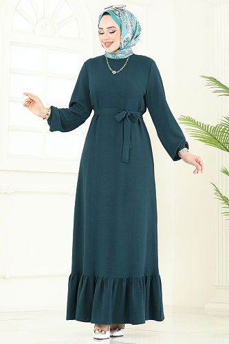 moda selvim Dress 5003MDA386 Petroleum - Thumbnail