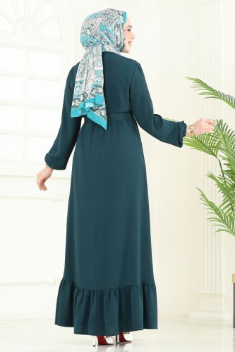 moda selvim Dress 5003MDA386 Petroleum - Thumbnail