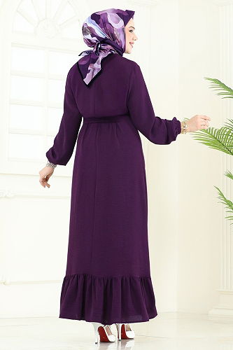 moda selvim Dress 5003MDA386 Purple - Thumbnail