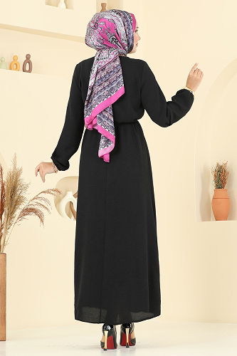 moda selvim Dress 5004MDA386 Black - Thumbnail