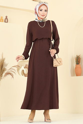 moda selvim Dress 5004MDA386 Brown - Thumbnail