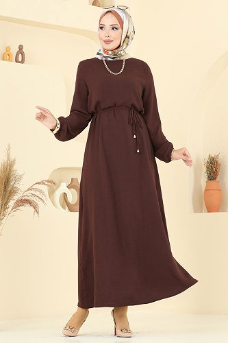 moda selvim Dress 5004MDA386 Brown - Thumbnail