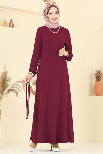 moda selvim الفستان خمري 5004MDA386 - Thumbnail