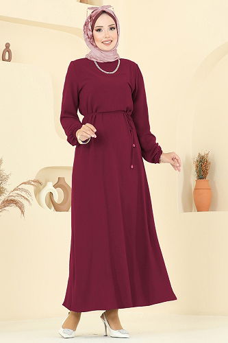 moda selvim الفستان خمري 5004MDA386 - Thumbnail