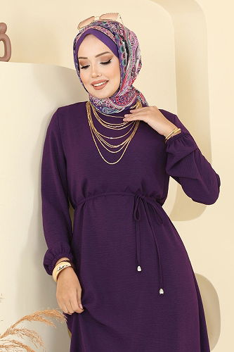 moda selvim Dress 5004MDA386 Damson - Thumbnail