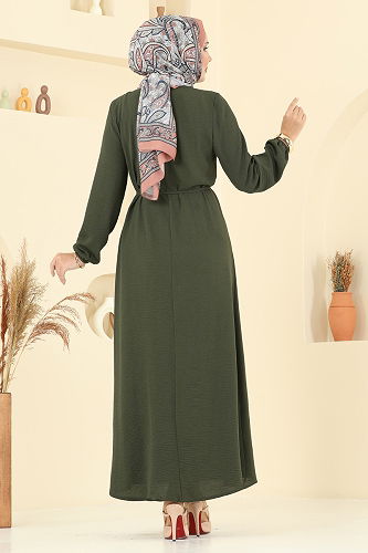 moda selvim Dress 5004MDA386 Khaki - Thumbnail