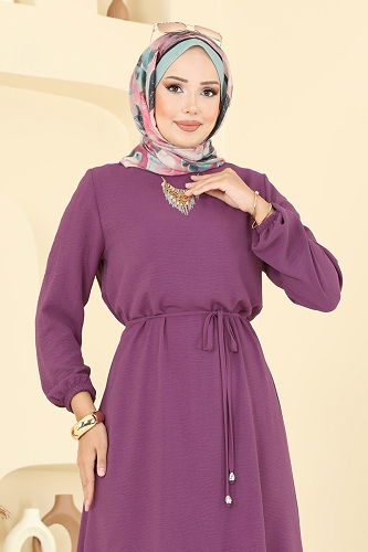 moda selvim Dress 5004MDA386 Lilac - Thumbnail