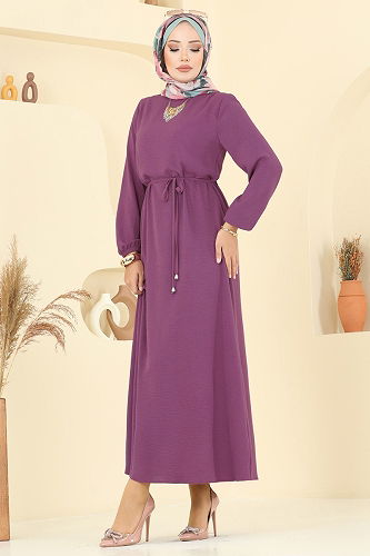 moda selvim الفستان ليلكي 5004MDA386 - Thumbnail