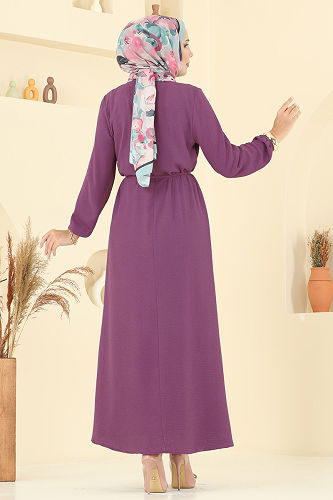 moda selvim الفستان ليلكي 5004MDA386 - Thumbnail