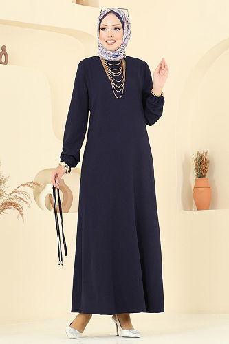 moda selvim Dress 5004MDA386 Navy Blue - Thumbnail