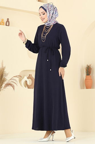 moda selvim Dress 5004MDA386 Navy Blue - Thumbnail