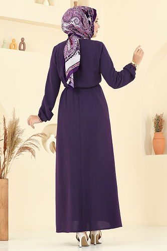 moda selvim Dress 5004MDA386 Purple - Thumbnail