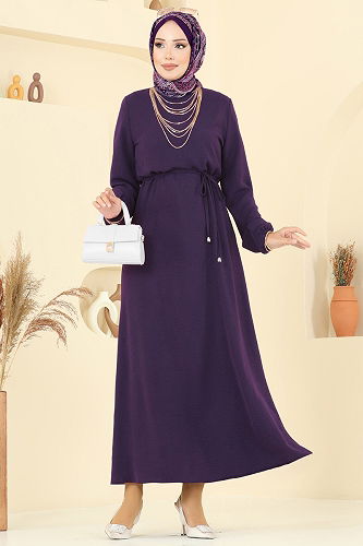moda selvim Dress 5004MDA386 Purple - Thumbnail