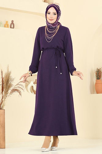 moda selvim الفستان أرجواني 5004MDA386 - Thumbnail