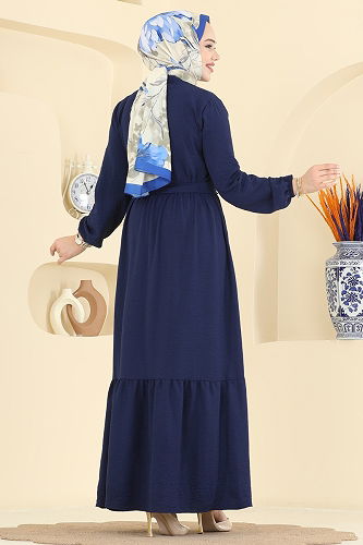 moda selvim Dress 5005BM387 Navy Blue - Thumbnail