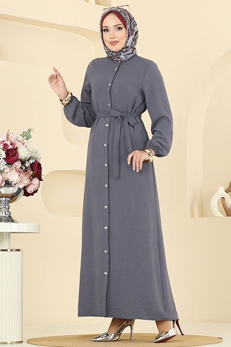 moda selvim Dress 5005MDA386 Anthracite - Thumbnail