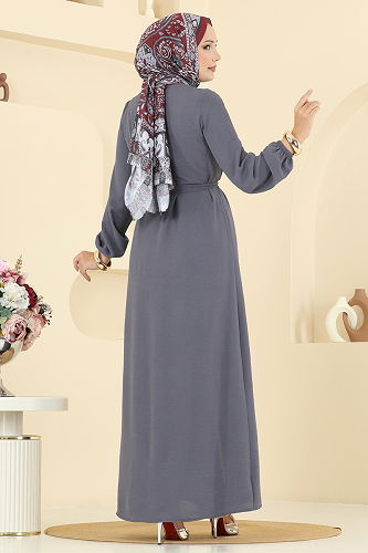moda selvim Dress 5005MDA386 Anthracite - Thumbnail