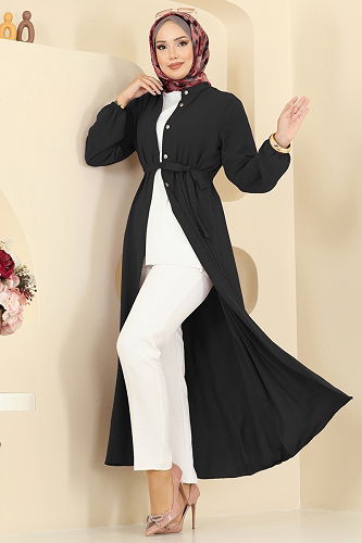 moda selvim الفستان أسود 5005MDA386 - Thumbnail