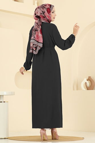 moda selvim الفستان أسود 5005MDA386 - Thumbnail