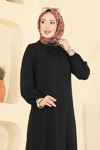 moda selvim Dress 5006BM387 Black - Thumbnail