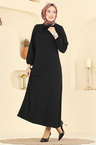 moda selvim الفستان أسود 5006BM387 - Thumbnail