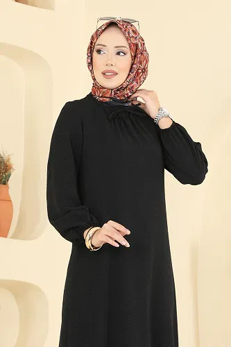 moda selvim الفستان أسود 5006BM387 - Thumbnail