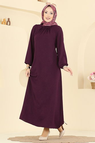moda selvim Dress 5006BM387 Damson - Thumbnail