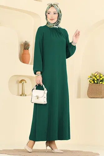 moda selvim Dress 5006BM387 Dark Emerald - Thumbnail