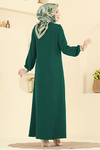 moda selvim الفستان زيتي غامق 5006BM387 - Thumbnail