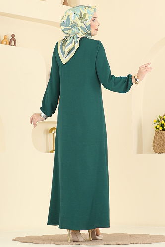 moda selvim Dress 5006BM387 Emerald - Thumbnail