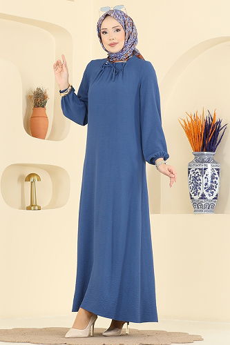 moda selvim الفستان ازرق 5006BM387 - Thumbnail