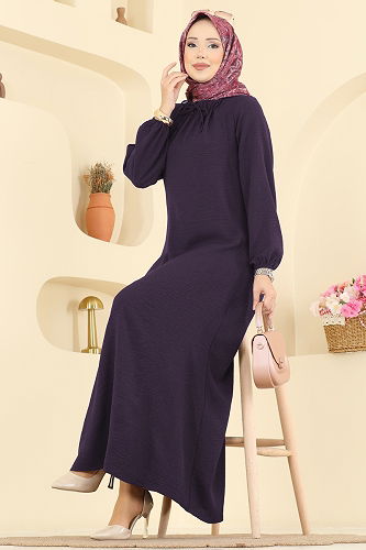 moda selvim Dress 5006BM387 Purple - Thumbnail