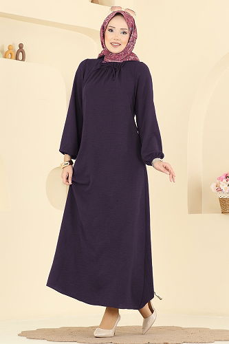 moda selvim Dress 5006BM387 Purple - Thumbnail
