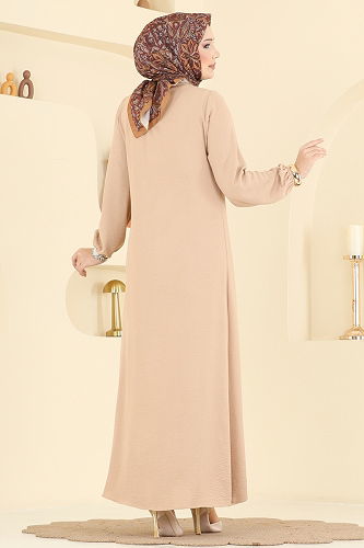 moda selvim الفستان بيج 5006BM387 - Thumbnail