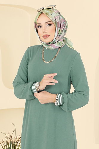 moda selvim Dress 5006MDA386 Almond Green - Thumbnail