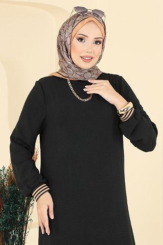 moda selvim الفستان أسود 5006MDA386 - Thumbnail