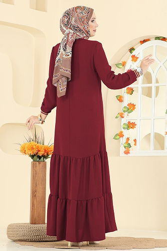 moda selvim الفستان خمري 5006MDA386 - Thumbnail