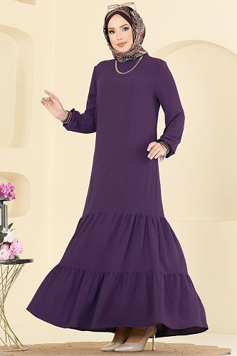 moda selvim Dress 5006MDA386 Damson - Thumbnail