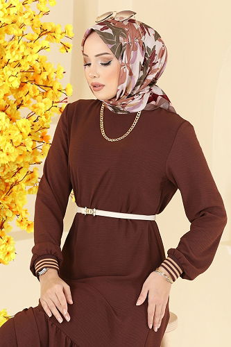 moda selvim Dress 5006MDA386 Light Brown - Thumbnail
